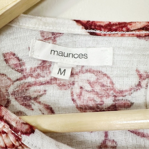 Maurices Soft White Floral Smocked Flutter Sleeve Blouse Womens Sz M - Picture 3 of 11